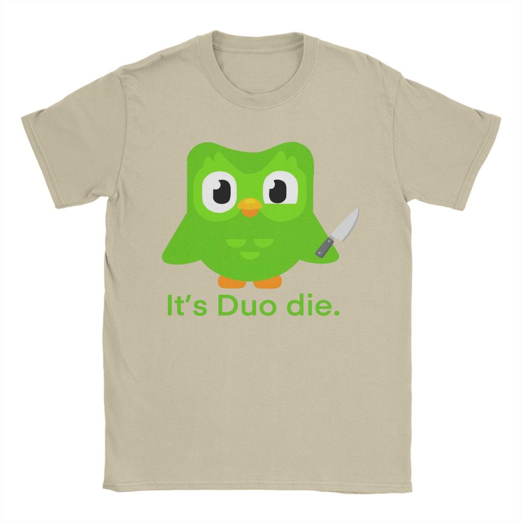 Funny Duolingo Meme (2) T-Shirt Men Vintage Cotton Tee Shirt O Neck Short Sleeve T Shirts Plus Size Clothes