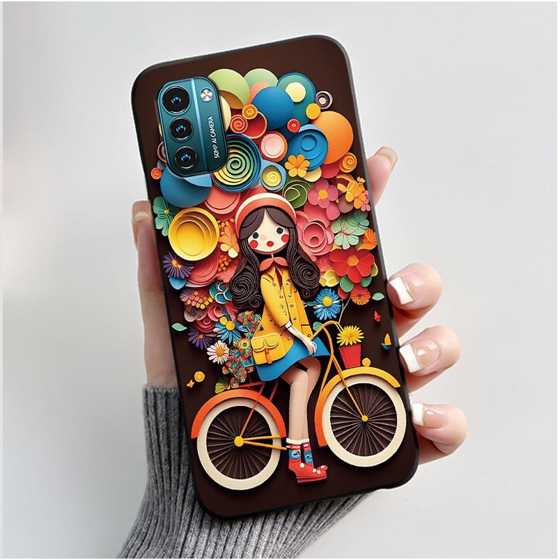 For Nokia G21 G11 Plus Case Cute Love Rabbit Cartoon Black TPU Silicone Soft Cover For NokiaG21 G 11 G11Plus Bumper Phone Case