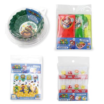 Super Mario Lunch Box Side Dish Rice Ball and Lunch Picks Perfect for School and Use 4-Piece Set Cups, Sheets, - Boys, Entrance, After-School