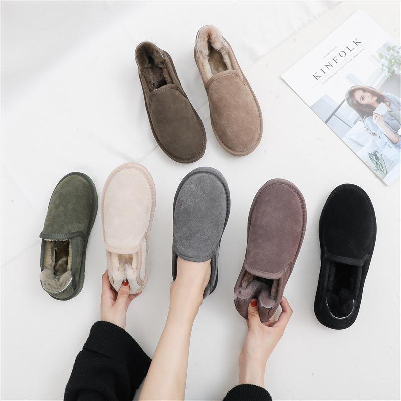 2025 Winter Snow Boots Women's Winter Flat-bottomed Bread Shoes Women's Gauntlets Lazy One Pedal Couple Cotton Shoes Women