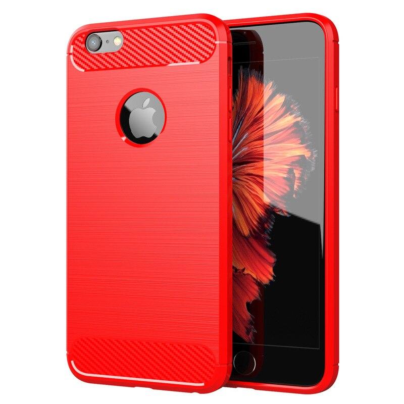 

Новий чохол із вуглецевого волокна для iPhone 6plus 6s Plus протиударна задня кришка телефону для apple iphone 6s plus Silicone Case Coque Fundas iPhone 6 6s червоний