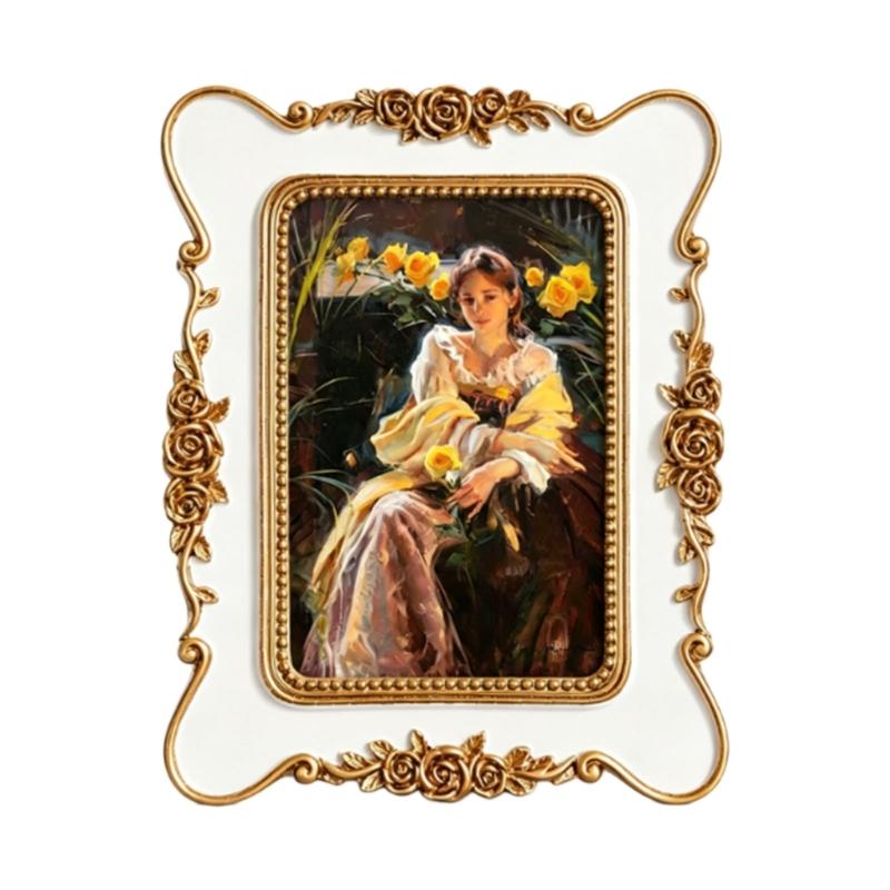 Decorative Portrait Frame for Table Placement, Raised Border Photo Accent for Entryway Tables, Living Room Shelves, and Bedroom Furniture
