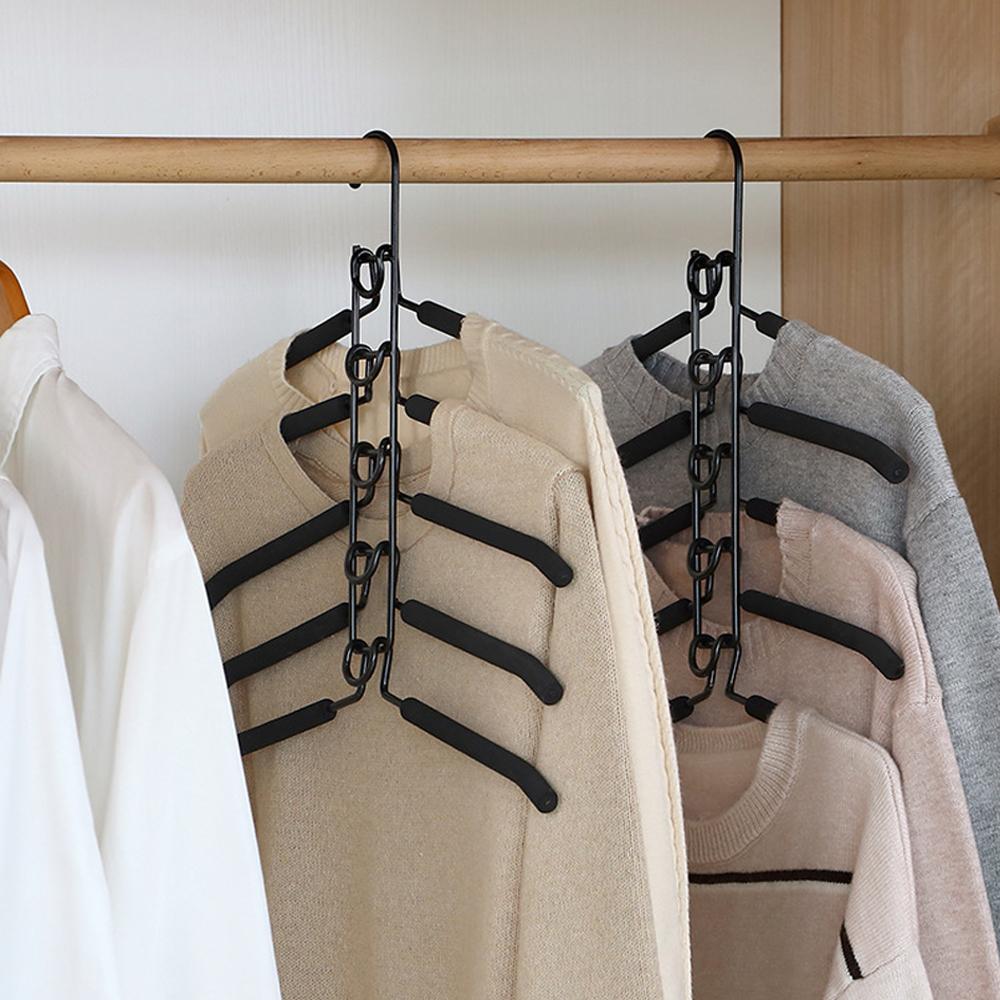 Household One-Piece Clothes Hanger Non-Slip Non-Trace Detachable Storage Holder Mounted Hanger 5 Layer Clothes Drying Rack Indoor Space Saving