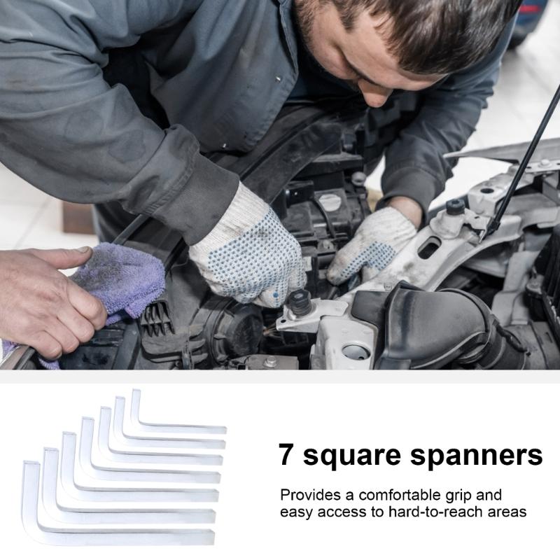 7Pcs L Shape Square Head Key Wrench Screwdriver Set 3-10mm Hard Chromium Vanadium Steel For Tighten Square Screws
