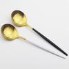 Matná 6 ks zlatá sada lžiček na večeři Nerezové lžičky polévková lžíce s dlouhou rukojetí dezertní naběračka na rýžovou kaši salátové nádobí