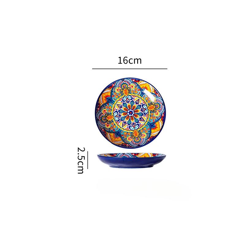 

6,5-дюймовая богемная керамическая тарелка для западного стейка, винтажная бытовая, ресторанная, креативная костяная тарелка, фруктовая, столовая посуда для ужина, тарелка, новая
