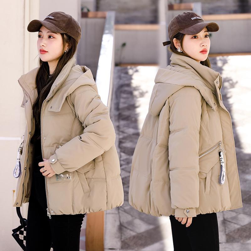 Down cotton-padded clothes for women's winter new loose hooded cotton-padded jackets for students thickened warm cotton-padded jackets trendy