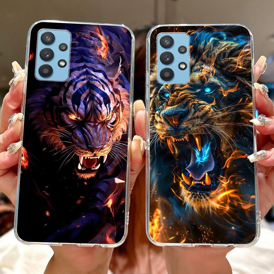 For Samsung Galaxy A32 Cool Dragon Tiger Painted Phone Case For Samsung A32 4G 5G SM-A325F SM-A326B Soft Silicone TPU Cases