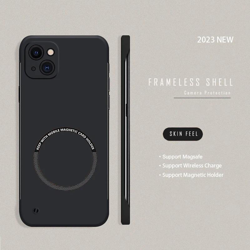 

Роскошный жесткий поликарбонатный безрамочный магнитный чехол для iPhone 15 14 Pro Max 13 12 11 Pro Max Mini 15 14 Plus Magsafe Matte Thin Cover for iPhone 13 Mini