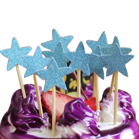 

10шт блестящая звезда кекс торт Топпер праздничные атрибуты день рождения свадебный декор 3#