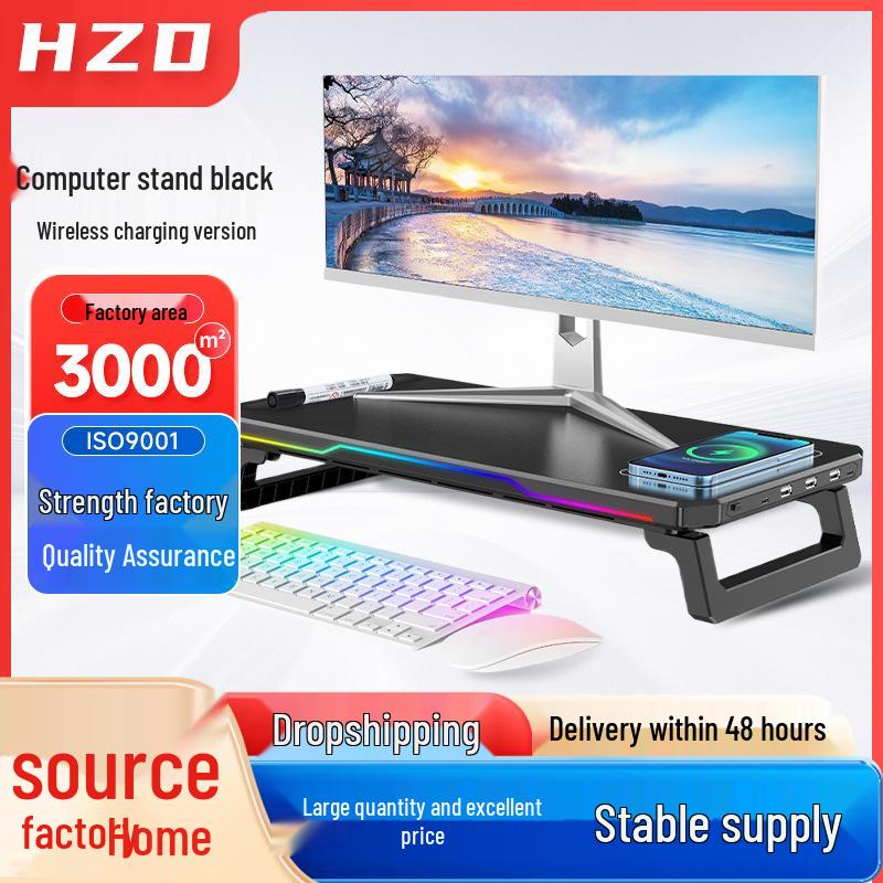 Ergonomic RGB Laptop Stand: Wireless Charging, Adjustable Height, No Assembly Required