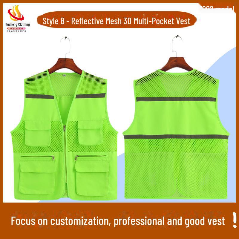 Custom Logo Emergency Management Safety Vest - Multi-Pocket Workwear for Photojournalists