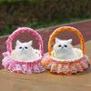 Simulation Cat Model Vivid Sounding Kitten Doll Lovely Miniature Figurine Decoration Faux Fur 3D Animal Figure Basket Model Car Ornament Craft Gift