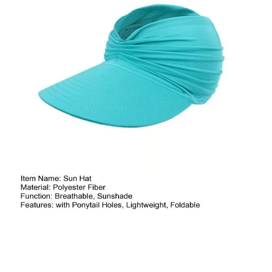 Women Sun Hat Empty Top Design Elastic Band UV Protection Hat with Ponytail Holes Outdoor Exercise Hat
