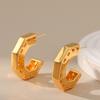 Vintage French Irregular C Shape 18k Gold Plated Hollow Brass Stud Earrings For Women