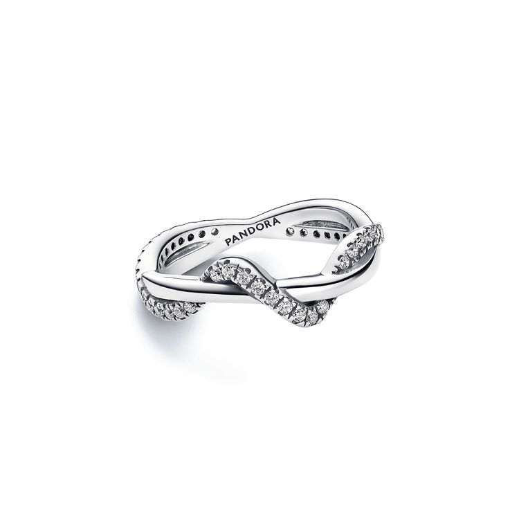 Pandora Shimmering Intertwined Waves Ring Women rings Silver 193098C01 Box,60