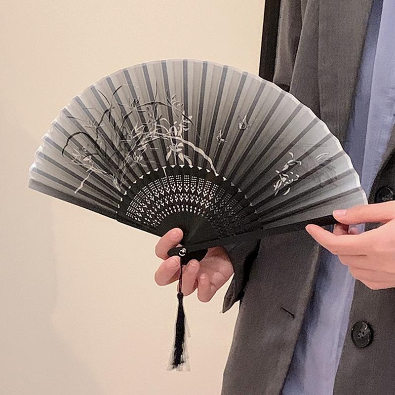 Retro Flower Folding Fan Hand Fan Lace Fan Chinese Japanese Classical Dance Fan Anniversary Wedding Party Dancing Props Gift Fan
