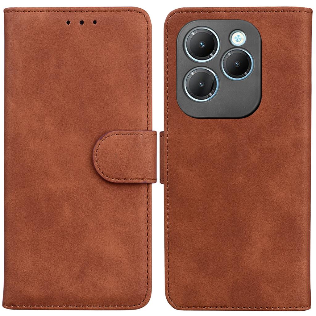 For Infinix Hot 40/40 Pro Shockproof Case Solid Color Leather Wallet Flip Phone Cover