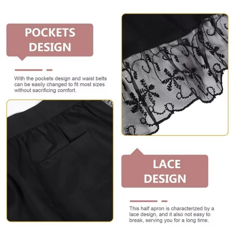 Vintage Half Waist Apron with Two Pockets Short Apron Sexy Lolita Pinafore for Women