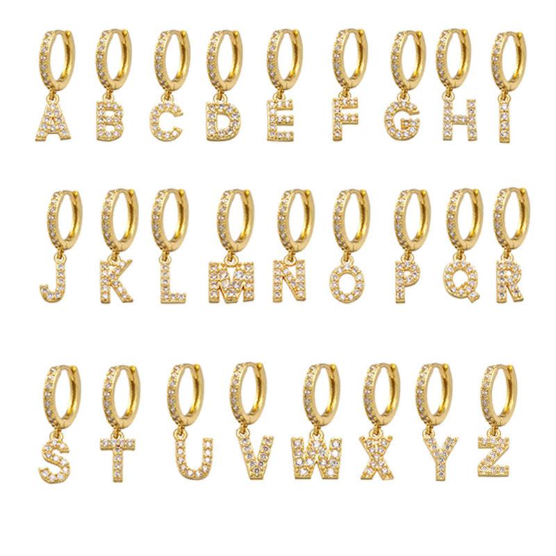 QMHJE Initial A-Z Letters Mini Small Hoop Earrings Women Gold Silver Rainbow Crystal Jewelry Earring Aretes Alphabet ABC