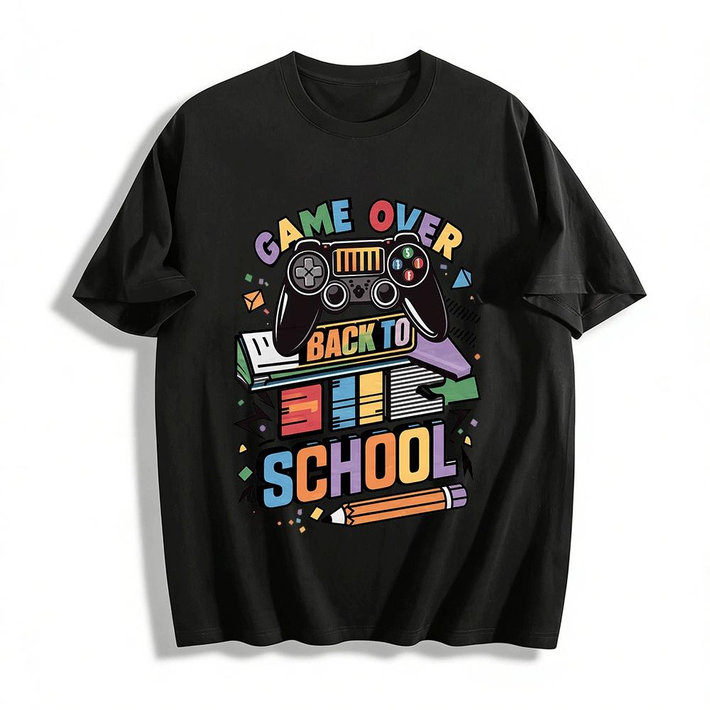 

Game Over Back to School Print Casual Short Sleeve Tee Pure cotton T-shirt XXS