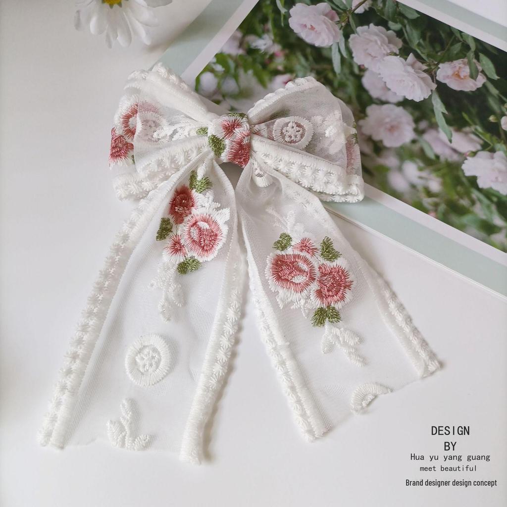 Embroidered Oversized Lace Bow Hairpin - Sweet Fairy Style