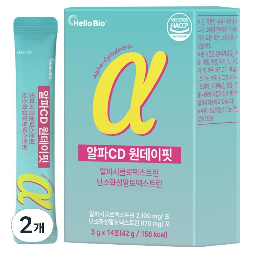 

Hello Bio Alpha CD One Day Fit, Alpha Cyclodextrin & Non-Digestible Maltodextrin, 42g x 2