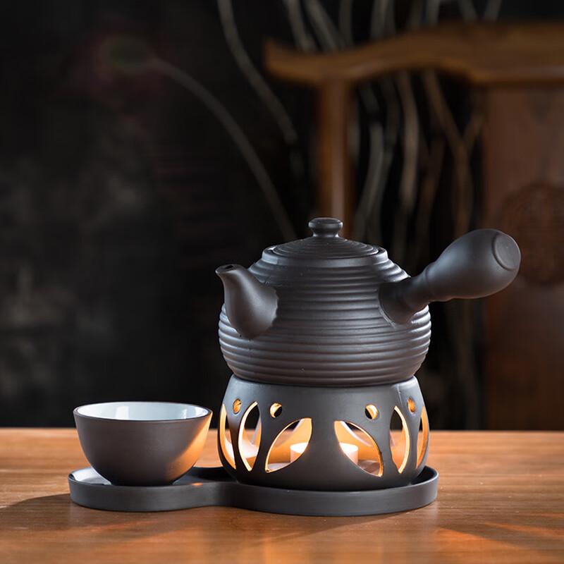 

Керамический набор для подогрева чая Shangqi со свечой и чайником «Черная магнолия»