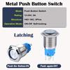 2KS 16MM Zajišťovací Tlačítkový Spínač 12V-24V 1NO 1NC Vodotěsný IP66 Samosvorný Zap./Vyp. Kovové Tlačítko pro 5/8 Montážní Otvor