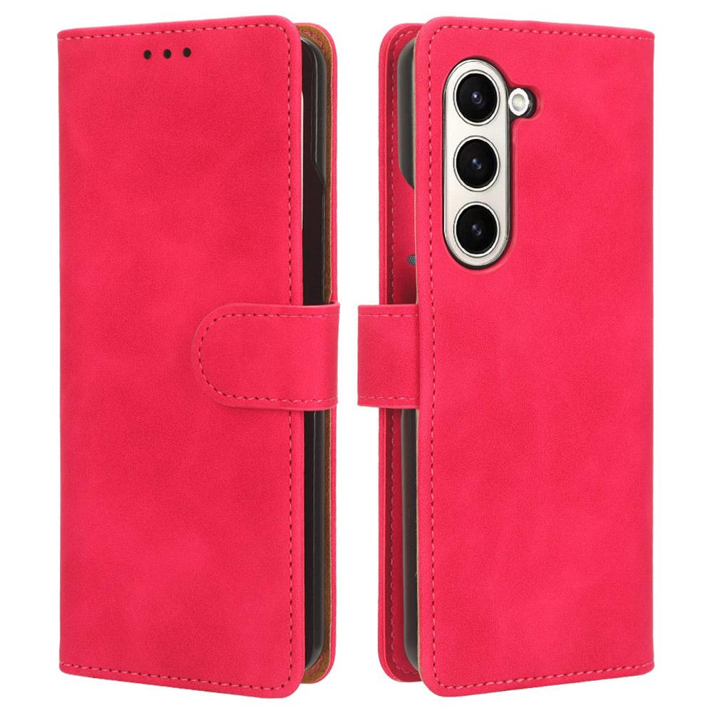 

For Samsung Galaxy Z Fold5 5G Wallet PU Leather Case Stand Skin-touch Full Protection Phone Cover Rose