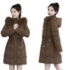 European winter down cotton jacket women's mid-length Korean version of waist thickened padded jacket new cotton jacket with a large fur collar
