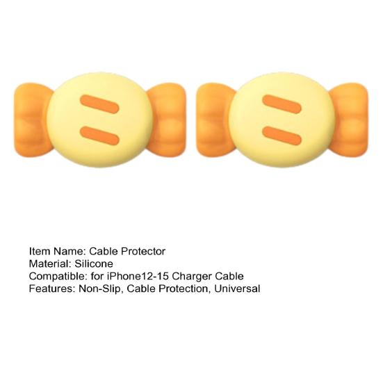 1 Pair Silicone Candy Charger Cable Protector Mobile Phone Charging Cord Saver Non-Slip Universal Data Wire End Protection Wrap Cover
