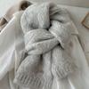 Solid color alpaca wool knitted scarf women's winter and autumn wool blended new high-end temperament couple scarf tide