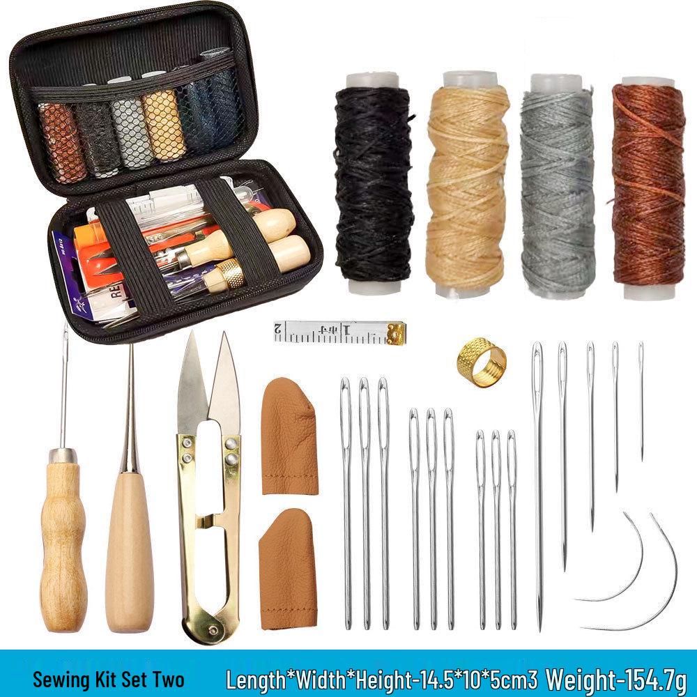Hand-Stitched Leather Goods DIY Sewing Kit: 33-Piece Set for Making Leather Items