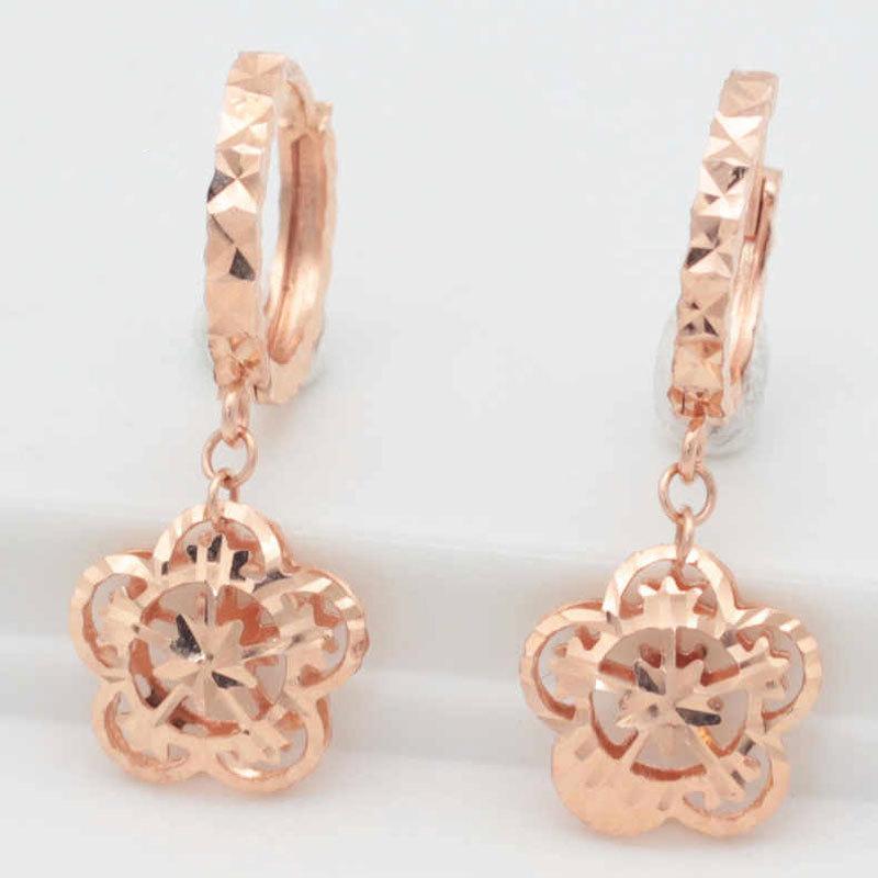 Изысканные золотые полые серьги-снежинки для женщин, универсальные, российское фиолетовое золото, модные, изысканные серьги с покрытием 585 пробы из розового золота