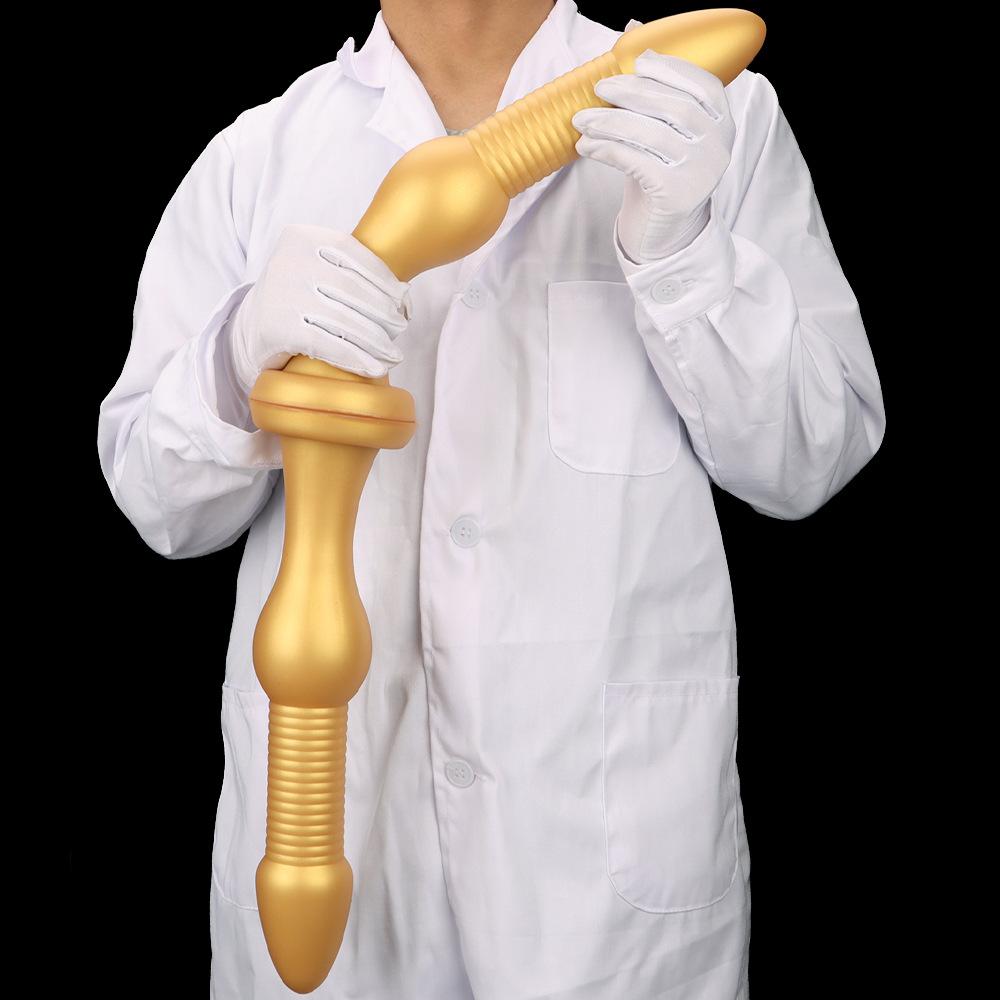 37 cm goldener Silikon-Analplug, superlang, extra dick, Fisting-Dildo, Hinterhof-Buttplug, mit Analstreifen, Anus-Erweiterungswerkzeug