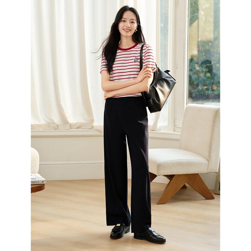 JUZUI Ageless Embroidered Stripe T-Shirt