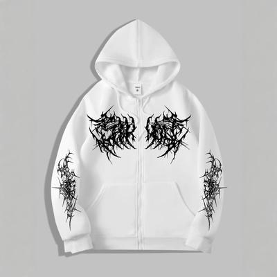 Y2K Heren Rits Hoodie Retro Punk Digitaal Geprint Casual Hoodie Gothic Koppel Hoodie Sweatshirt Hip Hop Hoodie Streetwear