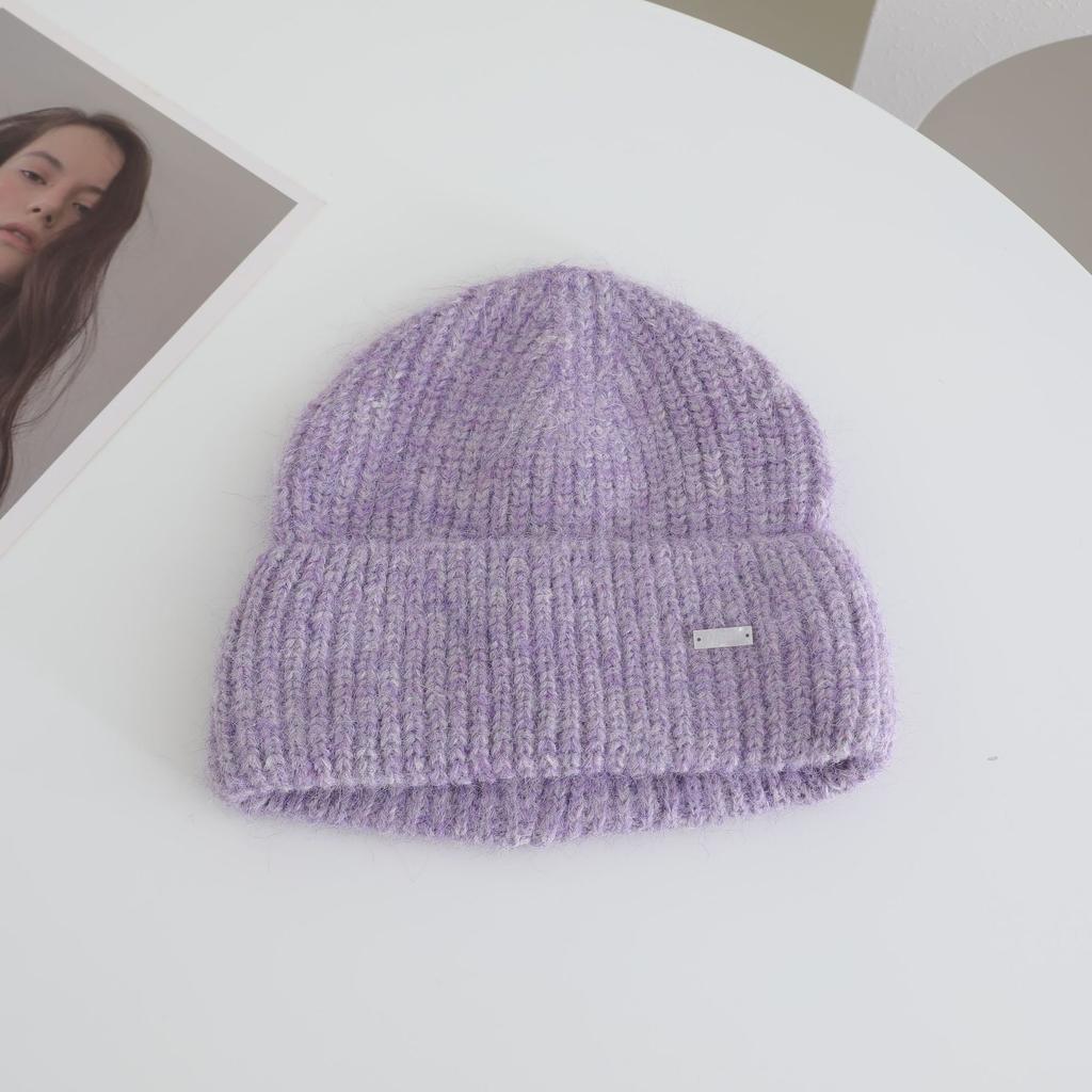 Metal Label Simple Knitted Hat for Women In Autumn and Winter New Warm and Thickened Cold Hat To Show Face and Protect Your Face