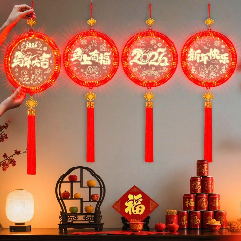 3D Glowing New Year Lantern Pendant Style Easy Hanging Hanging Lights Good Luck Design Year Of The Horse Red Hanging Lanterns