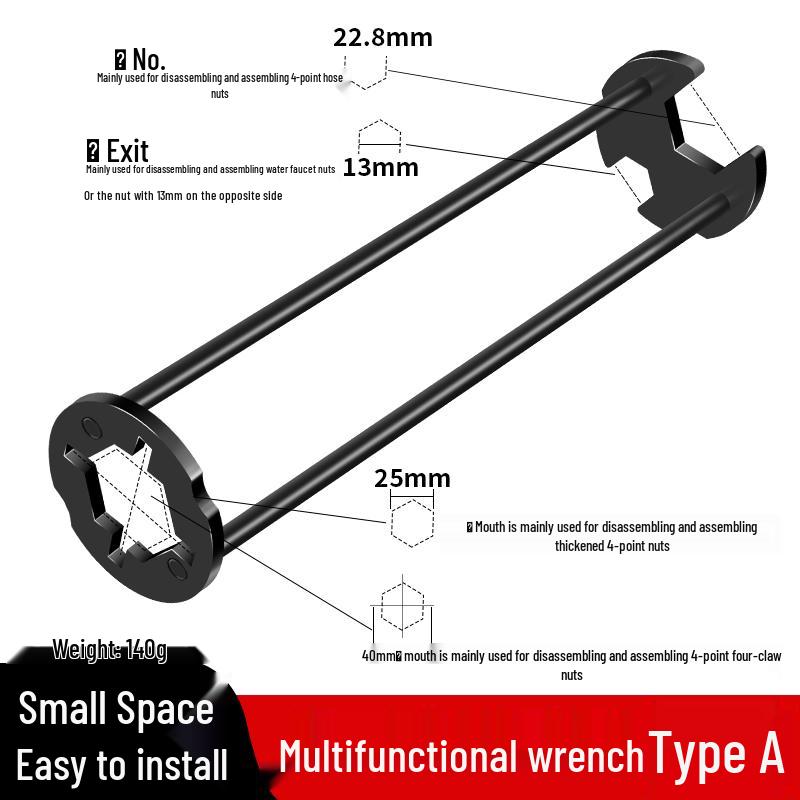 Universal 8-in-1 Sink Wrench: Multifunctional Tool for Water Pipe and Faucet Installation
