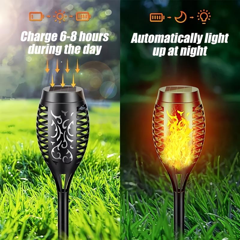 8PCS Solar Flickering Flame Light - Warm, Decorative Analog Flame Light Garden | Flickering Flame Effects | Durable Plastic, LED Light