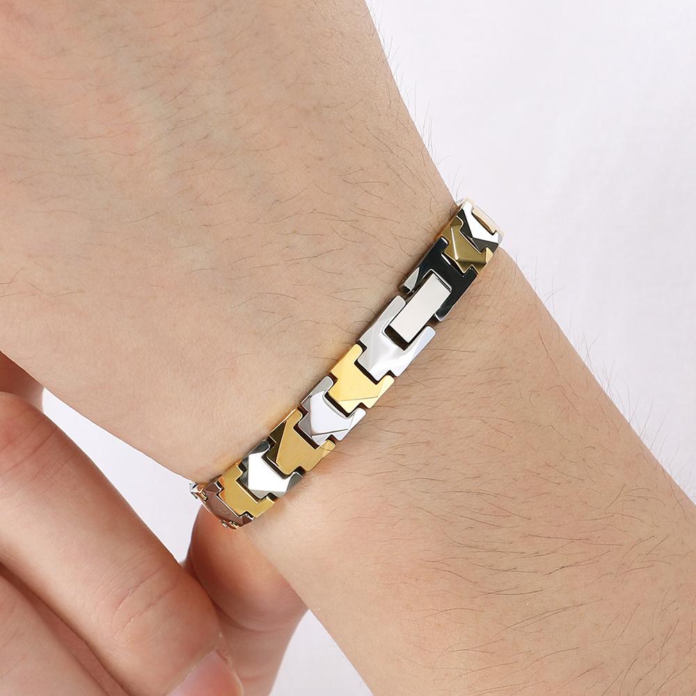 Pánský zdravotní náramek Silný magnetický a Germaniový kámen Kulky Styl Wolframová ocel Článkový řetízek Náramky pro muže Šperky Žena