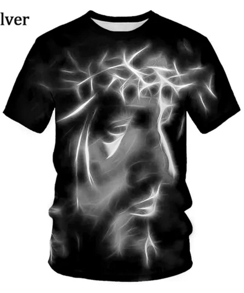 Letní tričko s kulatým výstřihem a 3D potiskem vzoru Ježíše, módní ležérní pánské tričko s krátkým rukávem