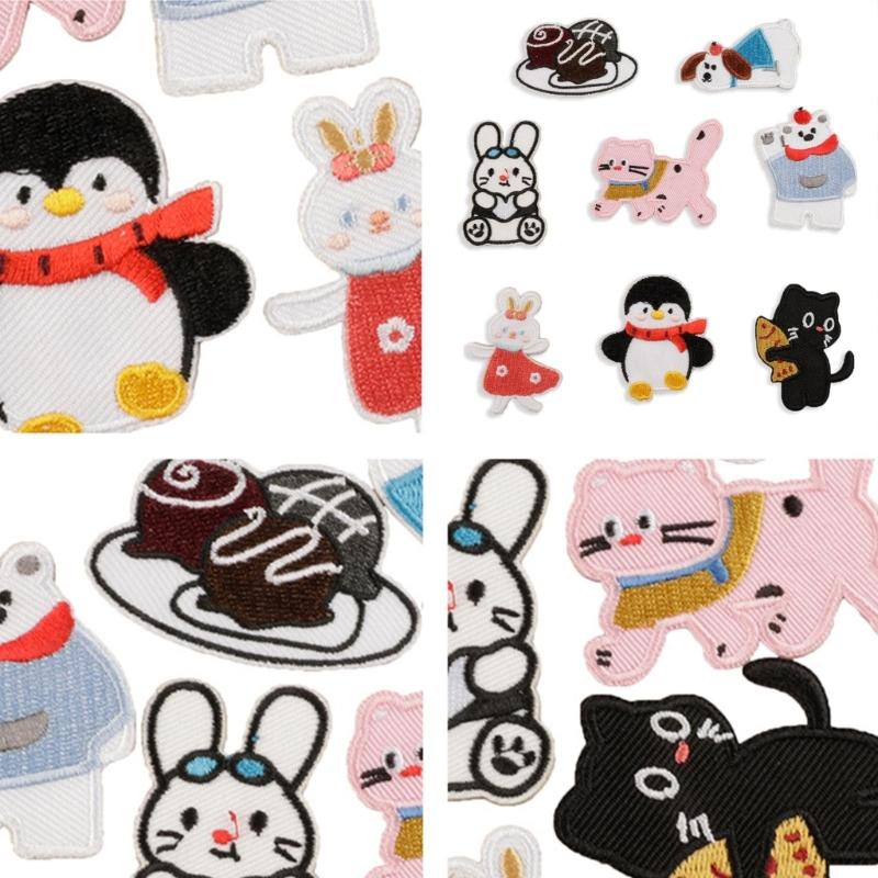 8 Pcs Cartoon Animal Embroidery Patches Cats Iron On Patches Applique Patches Dog Repair Patches for Jeans Decoration