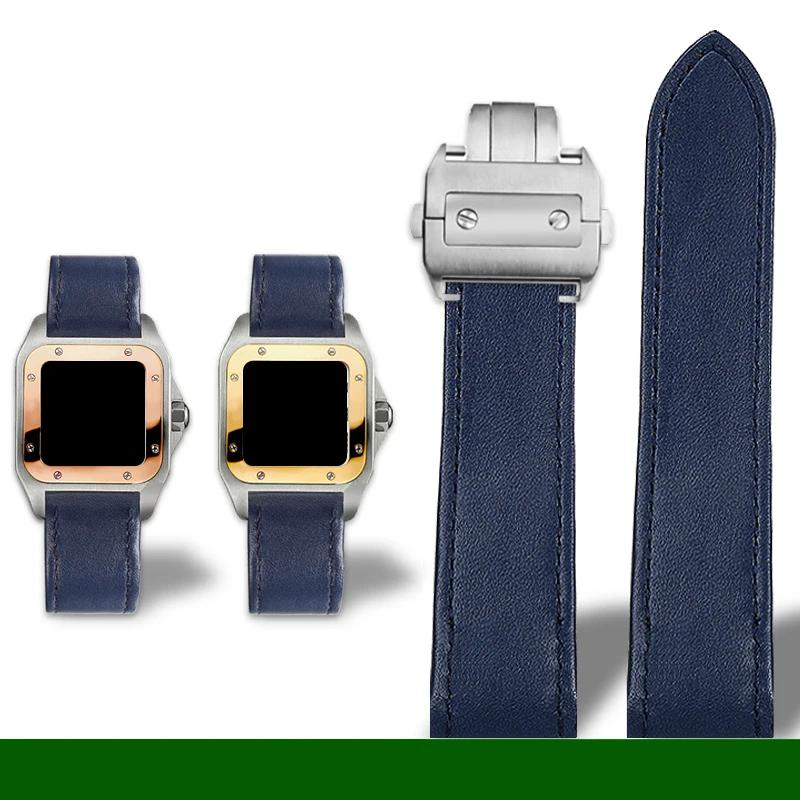 

Оригінальний шкіряний ремінець для годинника Cartier Sandoz Чоловічий Santos100 Серія Santos Ремінець 20 мм 23 мм Складана застібка Ремінець з коров ячої шкіри 23mm