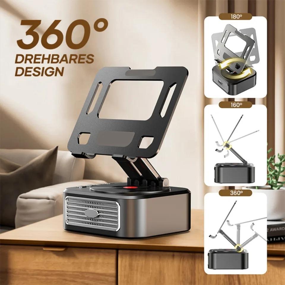 3-in-1 Bluetooth 5.3 Wireless Stand Speaker For ipad Tablet Cell Phone Holder Stand Foldable Support Power Bank Charging For Video Meeting Live