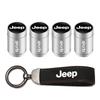 4PCS Jeep Tire Valve Stem Caps + Suede Keychain Set for Renegade Grand Cherokee Patriot Wrangler Compass Auto Accessories ALS1