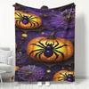 Spooky Halloween Pumpkin & Spider Web Throw Blanket - Soft Flannel, Warm & Cozy, Machine Washable, Perfect for Sofa, Home Decor, Office Naps, and Camp