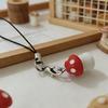 Red and White Polka Dot Mushroom Phone Lanyard, Classic Red Background with White Polka Dots, Round and Compact Texture